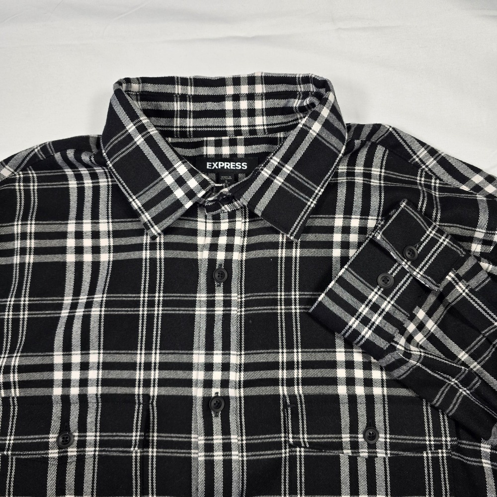 NWT Express Plaid Stretch Button Down Shirt Men's Small Casual Dress Shirt